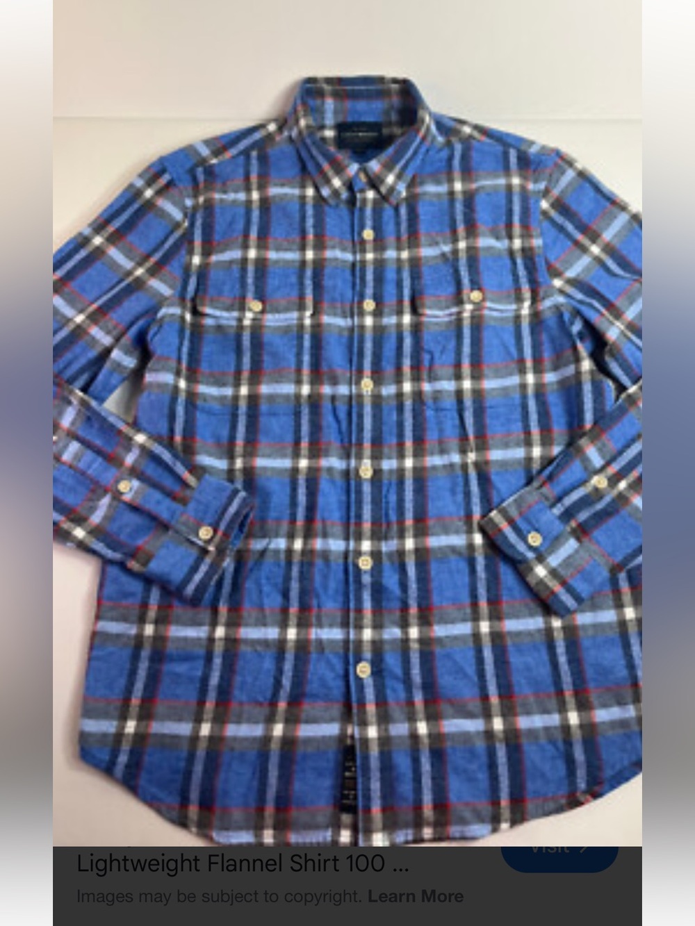 Lucky Brand Blue, Black and Red Plaid Shirt